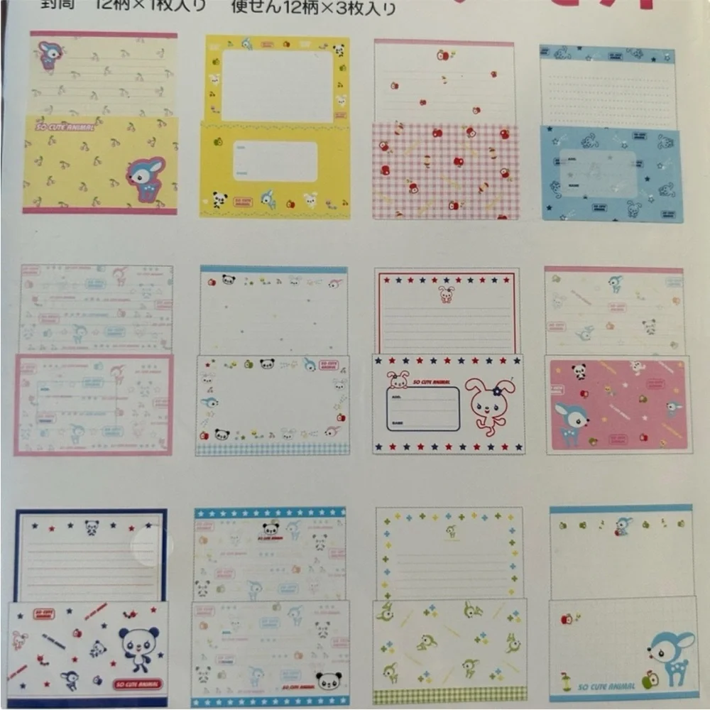 Vintage Y2K So Cute Animal Letter Set Cute Japanese Stationary Kawaii NWT
